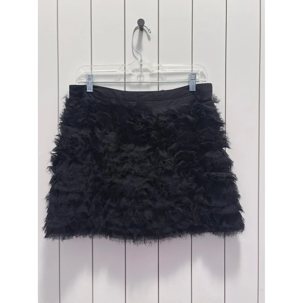 Blaque Label Mini Skirt Womens L Black NWT Fringed Tiered Textured Whimsigoth